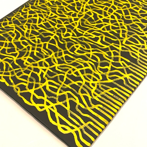 Yellow and Black Mycelium Network / Connected  Consciousness Painting - Original - Picture 9 of 11
